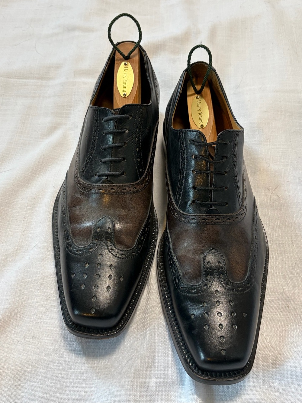 Ron White made in Italy Men’s Two-Tone Black/Brown Wingtip Dress Shoes 9.5